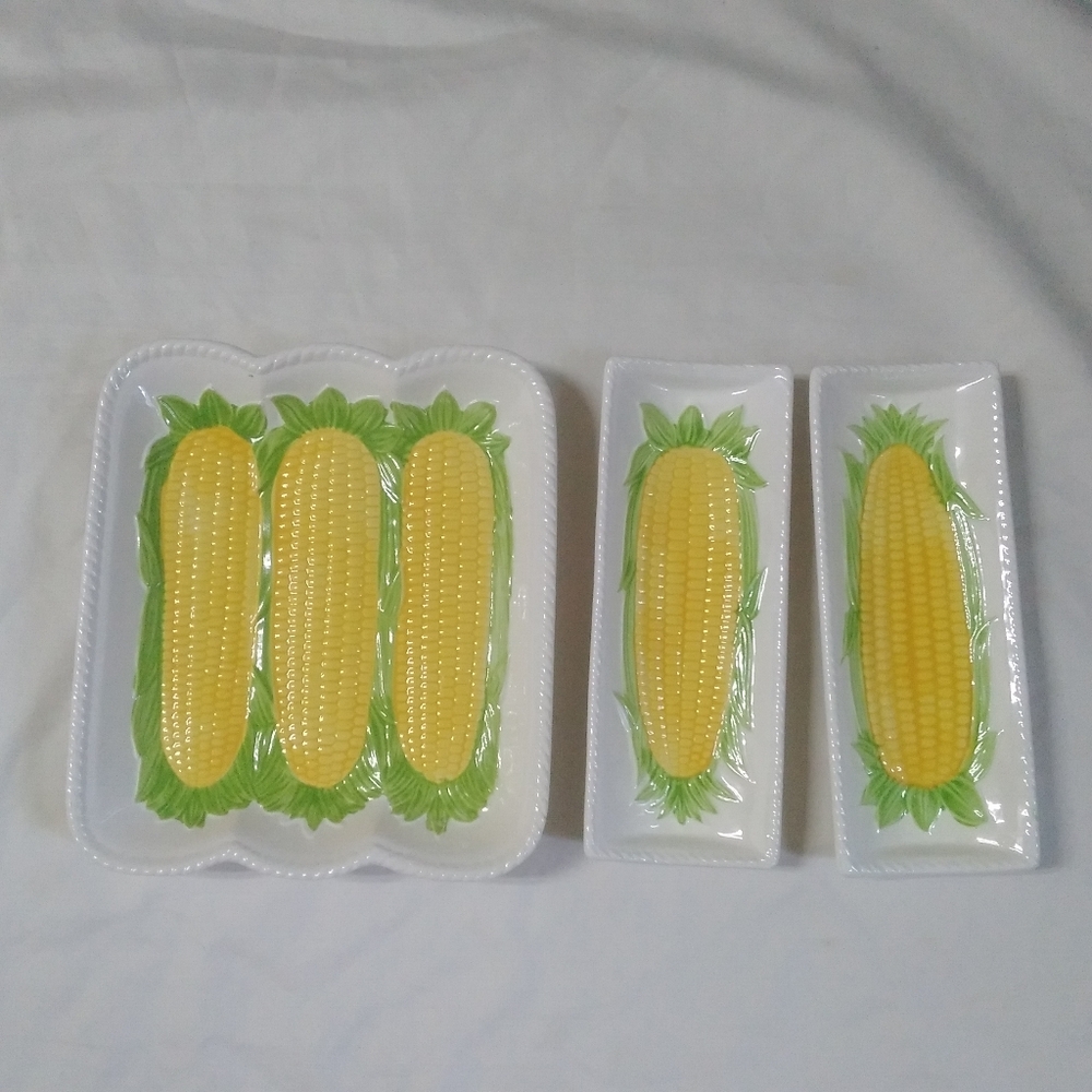 Corn Design Ceramic Corn On The Cob Serving Dishes